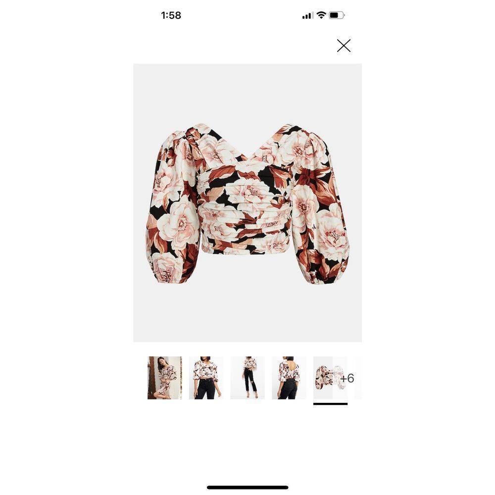 Express Floral Print Linen Blend Ruched Crop top